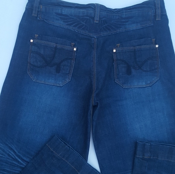 Womens Wide Leg Jeans D-Stiag Cotton Low Rise Blue - Picture 5 of 6